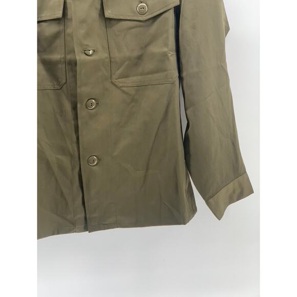 HEERESEIGENTUM Men's Vintage Olive Green Button-Up Long Sleeve Slama Shirt SZ M - Picture 7 of 12